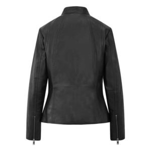 Women’s Black Leather Biker Jacket – Celine