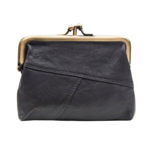 Black Clip Top Leather Purse | Final Sale – Limited Stock