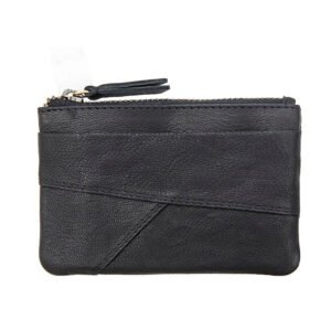 Black Leather Pouch | RFID Secure | Zip Purse & Keyring | Limited Stock – Final Sale