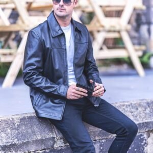 Men’s Black Retro Leather Jacket – Henry