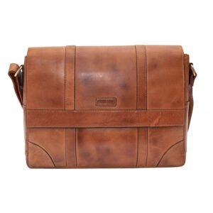 Ridgeback Leather 17″ Laptop Messenger Bag Brown