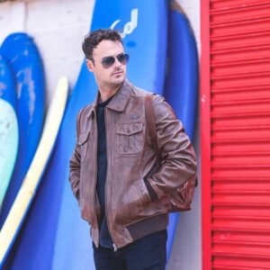 Men’s Brown Aviator Leather Jacket – Airborn