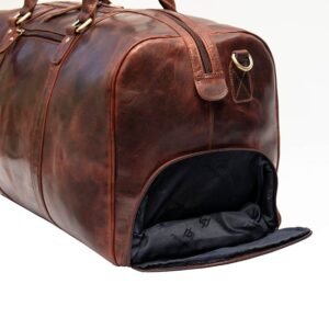 Leather Duffle Bag With Shoe Section Roma