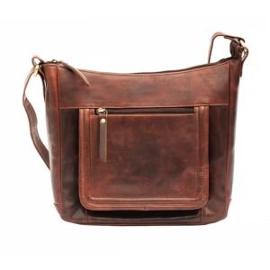 Roma Front Pocket Crossbody Bag Brown