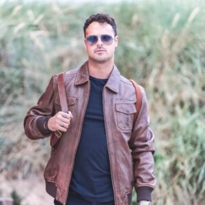 Men’s Brown Aviator Leather Jacket – Airborn