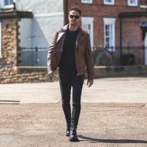 Biker Leather Jacket Albert Cognac