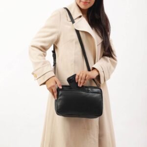 Everyday Leather Handbag with Zip-Top & Crossbody Strap Iris Hudson