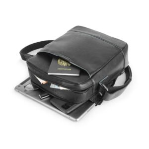 Secure Zip-Top Leather Messenger Bag for Tablets & Travel Theo Hudson