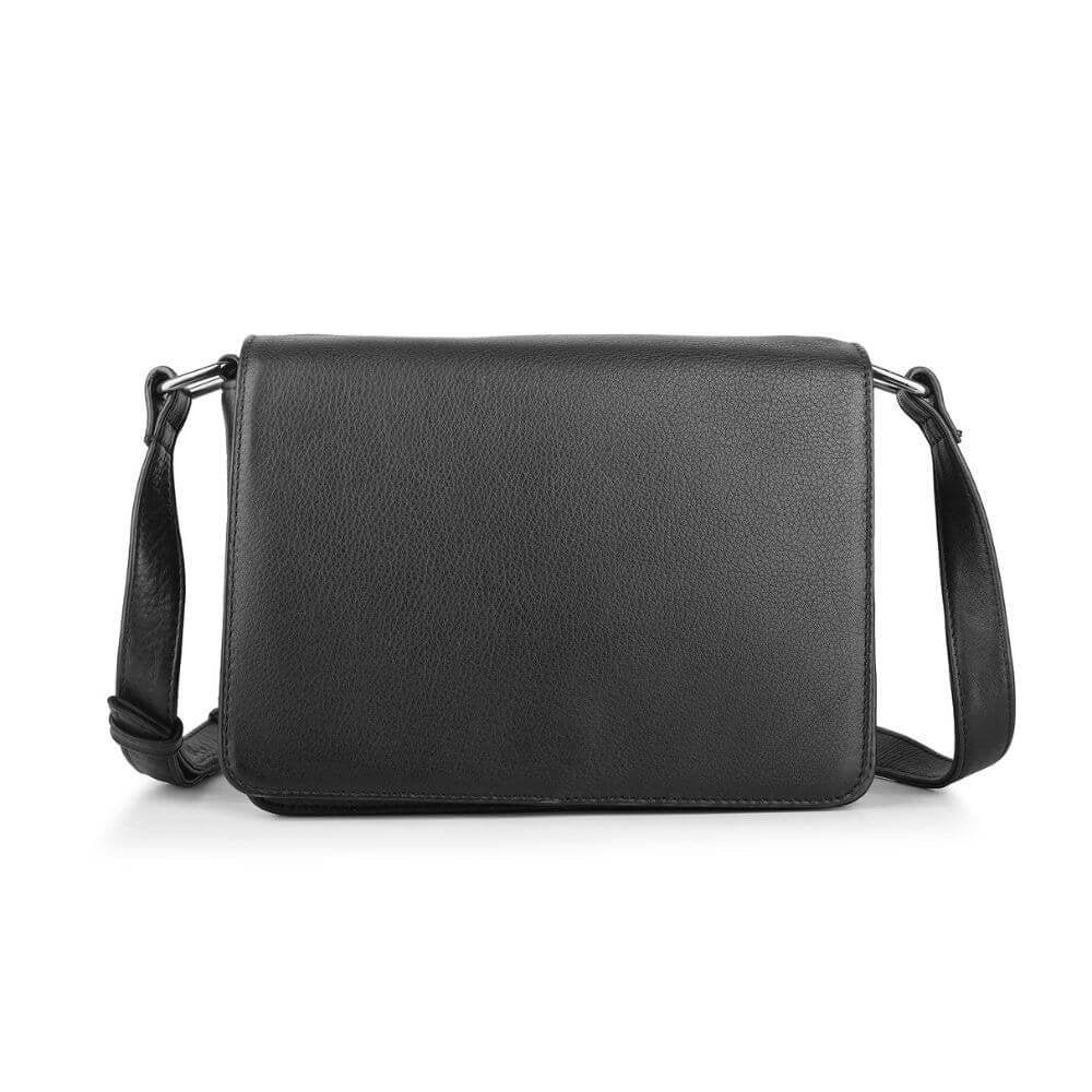Black Multi Compartment Small Shoulder Bag