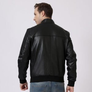 Men’s Black Leather Bomber Jacket – Jack