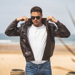 Men’s Brown Leather Bomber Jacket – Jack