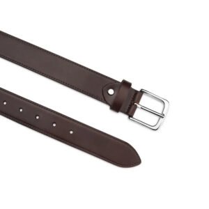 Full-Grain Leather Belt 35mm Silver Nickel Buckle