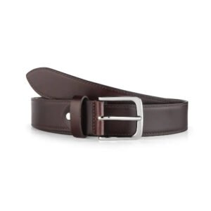 Full-Grain Leather Belt 35mm Silver Nickel Buckle