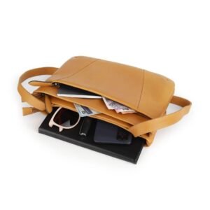 Waxy Leather Crossbody Bag with Triple Compartment Rose Chester