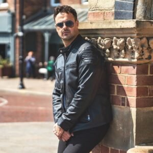 Men’s Black Leather Biker Jacket – Thomas