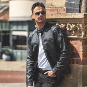Men’s Black Leather Biker Jacket – Thomas