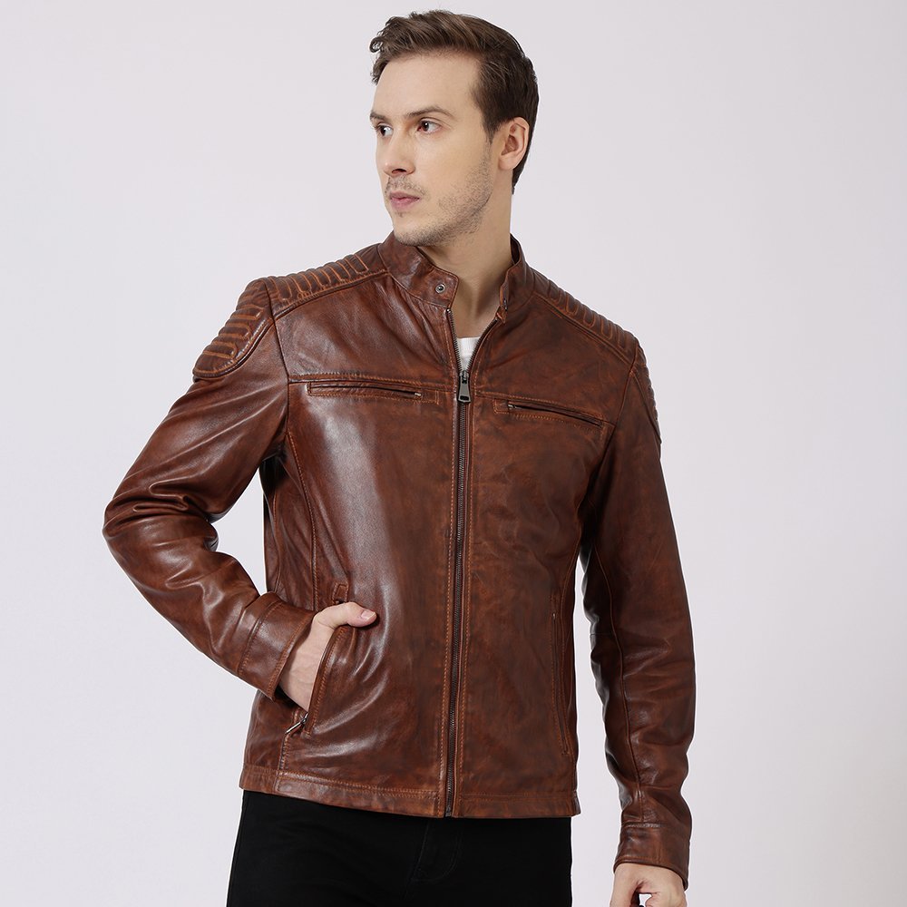 Leather Biker Jacket Thomas Tan 6883 3