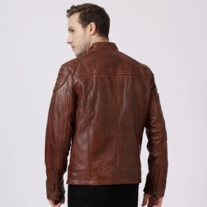 Men’s Brown Leather Biker Jacket – Thomas