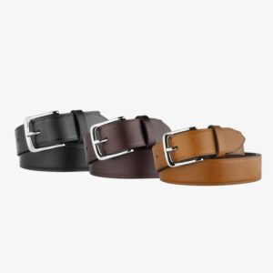 Full-Grain Leather Belt 35mm Polished Nickel