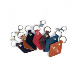Leather Keyring Diamond Shape Handmade in the UK | Personalised Gift