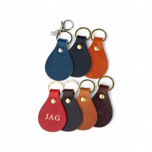 Leather Keyring Teardrop Shape Handmade in the UK | Personalised Gift