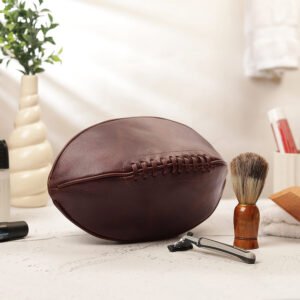 Leather Rugby Ball Wash Bag – Personalised