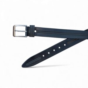 Men’s Black Leather Belt Silver Buckle