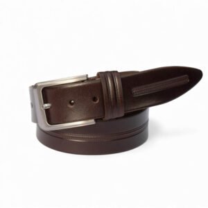 Men’s Brown Leather Belt – Silver Buckle