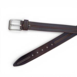 Men’s Brown Leather Belt – Silver Buckle