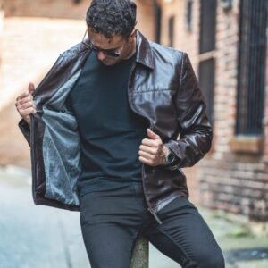 Men’s Brown Retro Leather Jacket – Henry