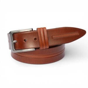 Men’s Tan Leather Belt – Silver Buckle