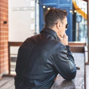 Men’s Black Aviator Leather Jacket – Airborn