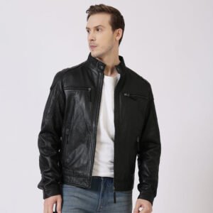 Moto Leather Jacket Roman Black