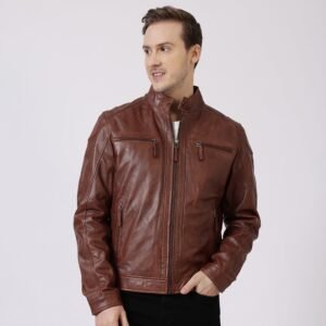 Moto Leather Jacket Roman Cognac