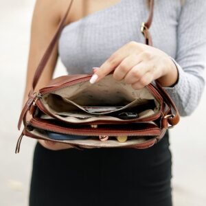 Orion Leather Handbag Double Zipper