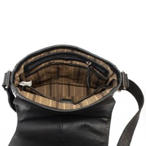 Rica Small Black Leather Messenger Bag