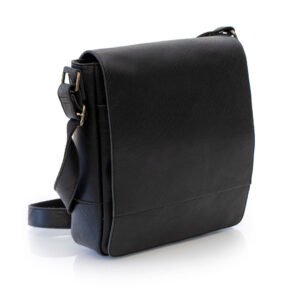 Rica Small Black Leather Messenger Bag