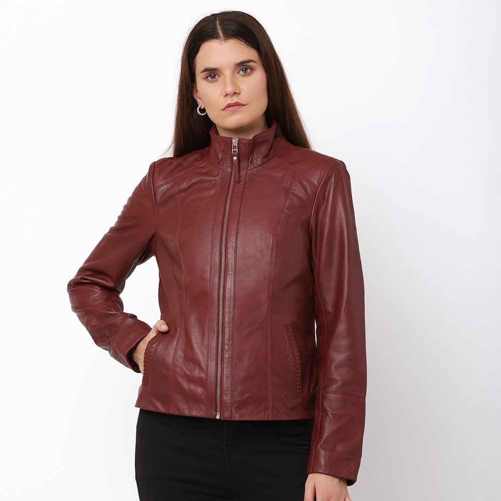 Women’s Plum Leather Jacket Reilly 6156 -7