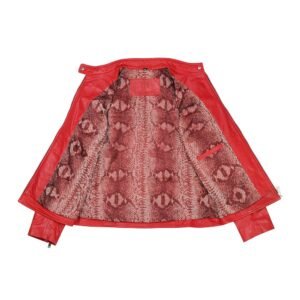 Women’s Red Leather Biker Jacket – Celine