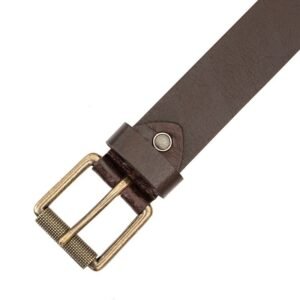 Men’s Brown Leather Belt with Roller Buckle