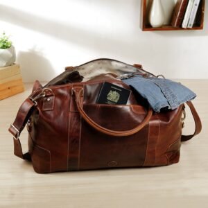 Large Full-Grain Leather Holdall Travel Bag – Orion